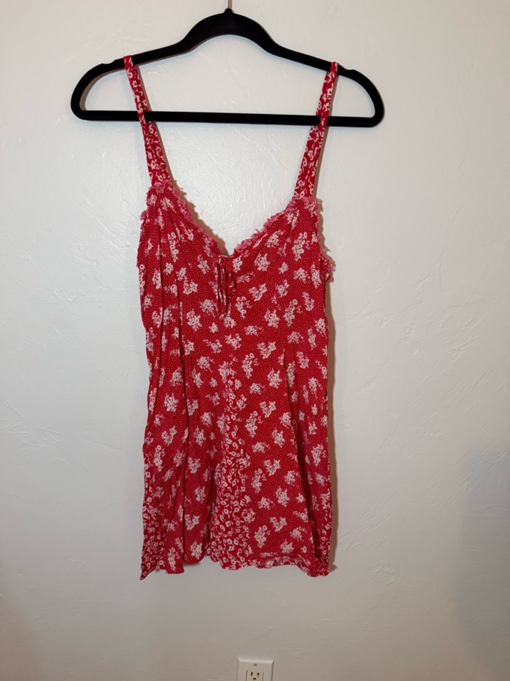 FREE PEOPLE | Red Floral Lace-Trim Slip